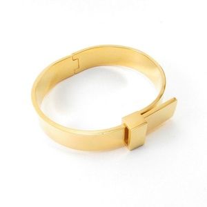 Gold Hinged Bangle Bracelet Knot Buckle